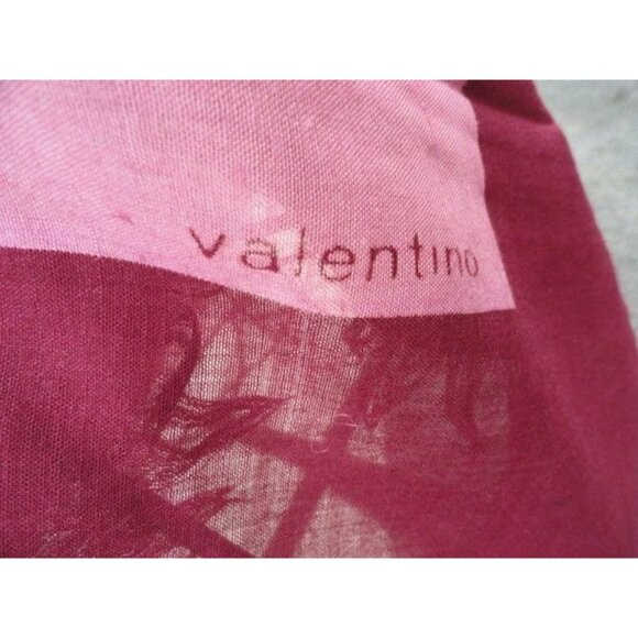 1970’s VALENTINO COUTURE Scarf Wrap Cashmere Silk Maroon Pink Polka Dots Italy - Picture 5 of 6